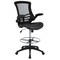 Emma and Oliver Mid-Back Mesh Ergonomic Drafting Chair with Foot Ring and Flip-Up Arms